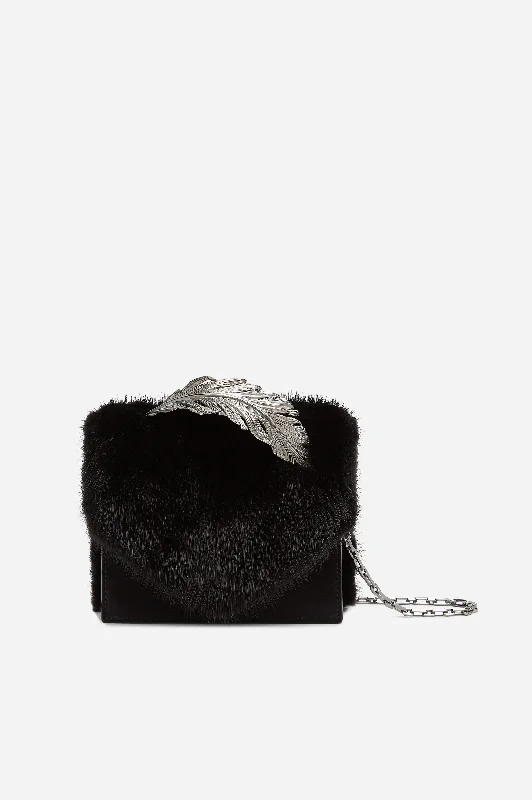 Black Mink Fur and Suede Alina Clutch