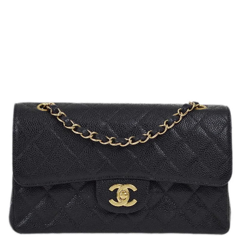 Chanel 2001-2003 Black Caviar Small Classic Double Flap Shoulder Bag