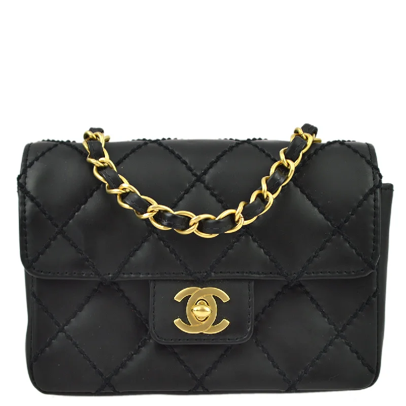 Chanel 2003-2004 Calfskin Mini Wild Stitch Straight Flap Bag