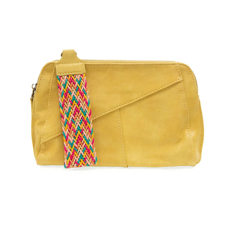 Gigi Crossbody with Woven Wristlet Strap in Mellow Yellow