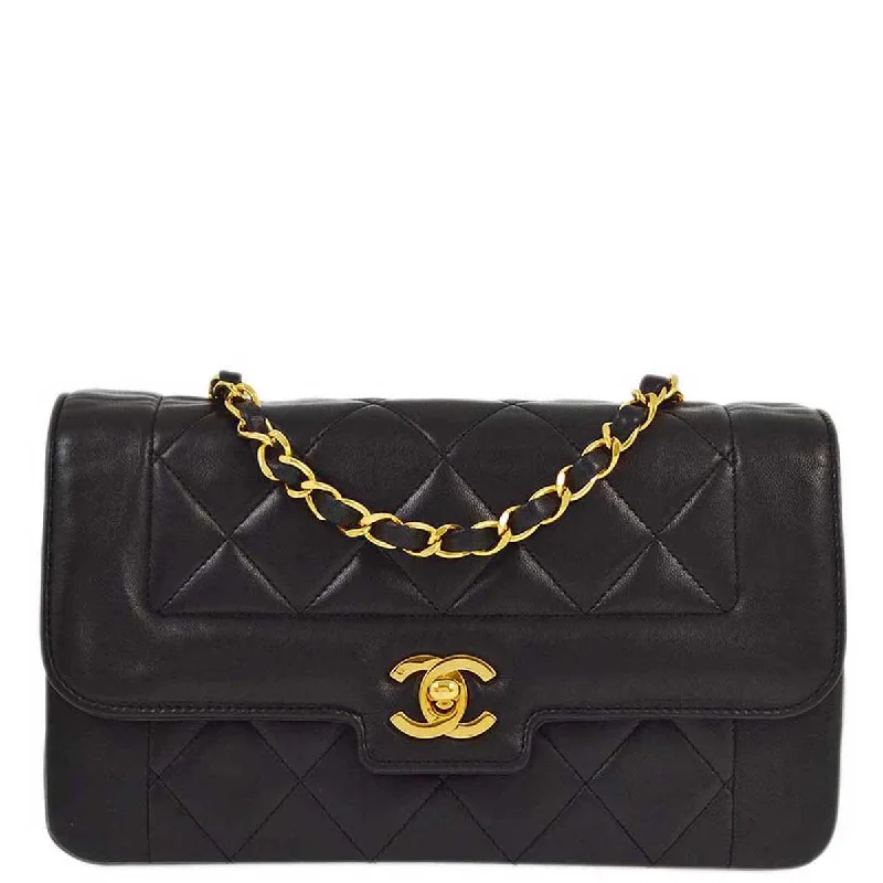 Chanel 1989-1991 Black Lambskin Classic Single Flap Shoulder Bag