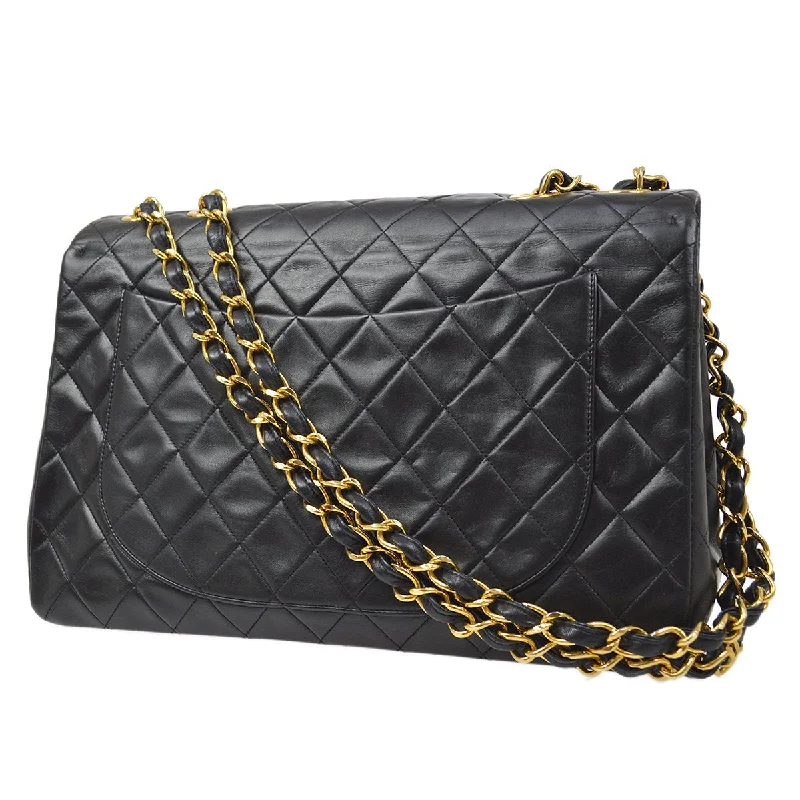 CHANEL 1994-1996 Classic Flap Maxi Black Lambskin 80511