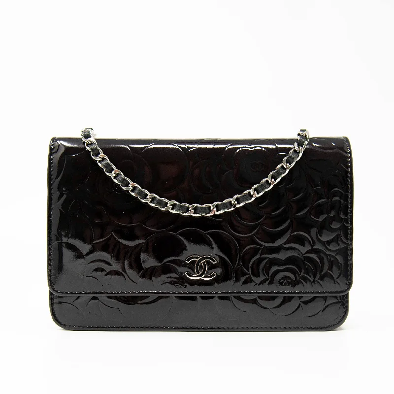 Chanel Black Camellia Wallet On Chain