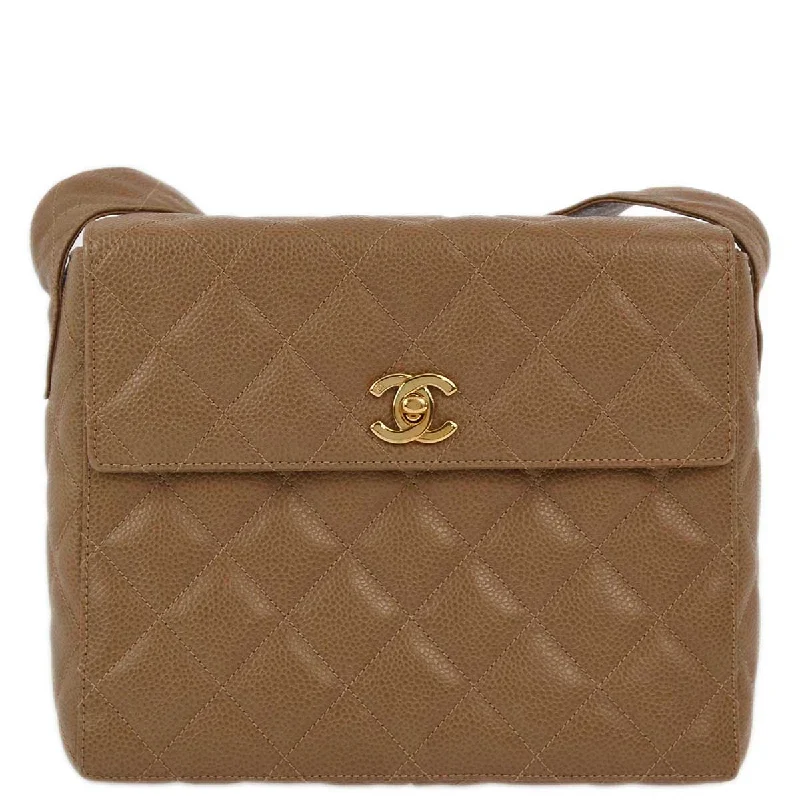 Chanel 1996-1997 Brown Caviar Straight Flap Shoulder Bag