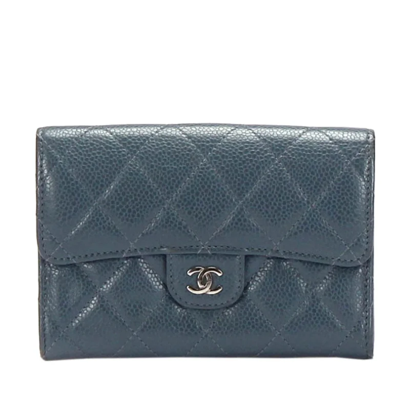 CC Timeless Caviar Leather Small Wallet Blue