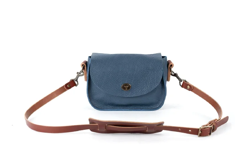 VIVIAN SATCHEL LEATHER CROSSBODY - SMALL - SMOKEY BLUE - IN STOCK