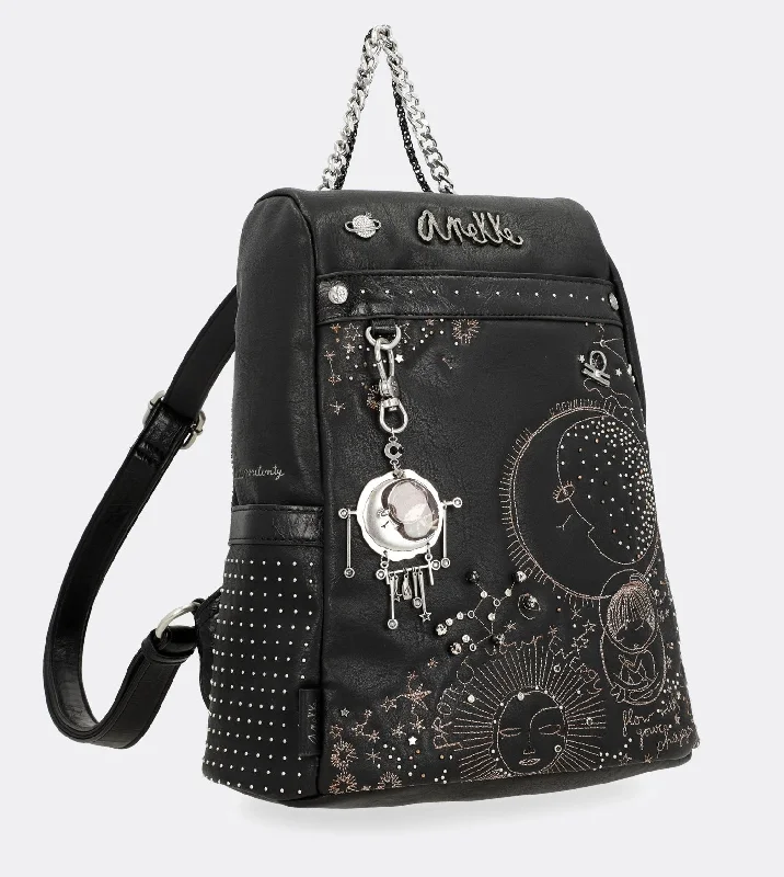 Elegant spirit backpack with a chain and a printed design