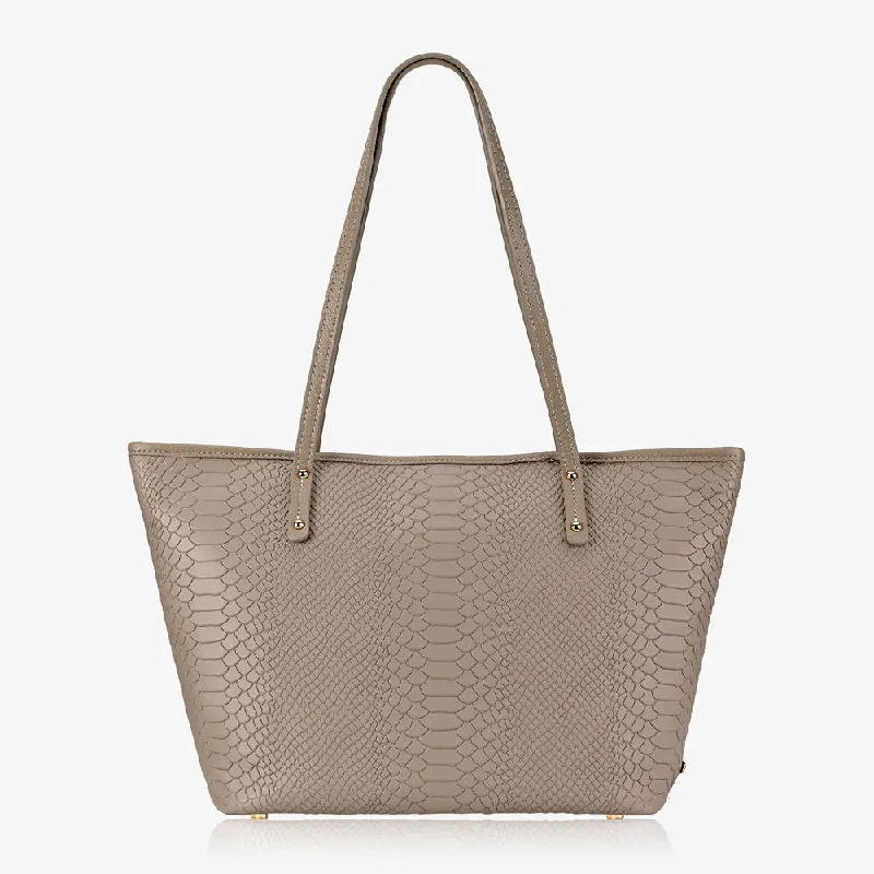 GiGi New York ZIP TAYLOR TOTE Embossed Python Leather