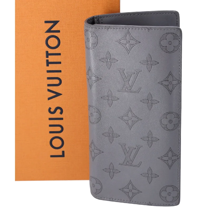 Louis Vuitton Gray Monogram Shadow Portefeuille Brazza M81335 Long Wallet