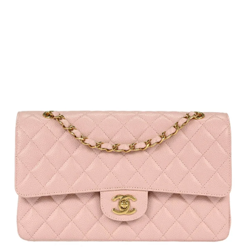 Chanel * 2001-2003 Pink Caviar Medium Classic Double Flap Shoulder Bag