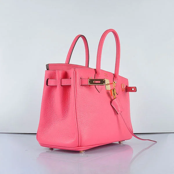 Hermes Birkin 30cm Togo Leather Handbags Lip Pink Golden