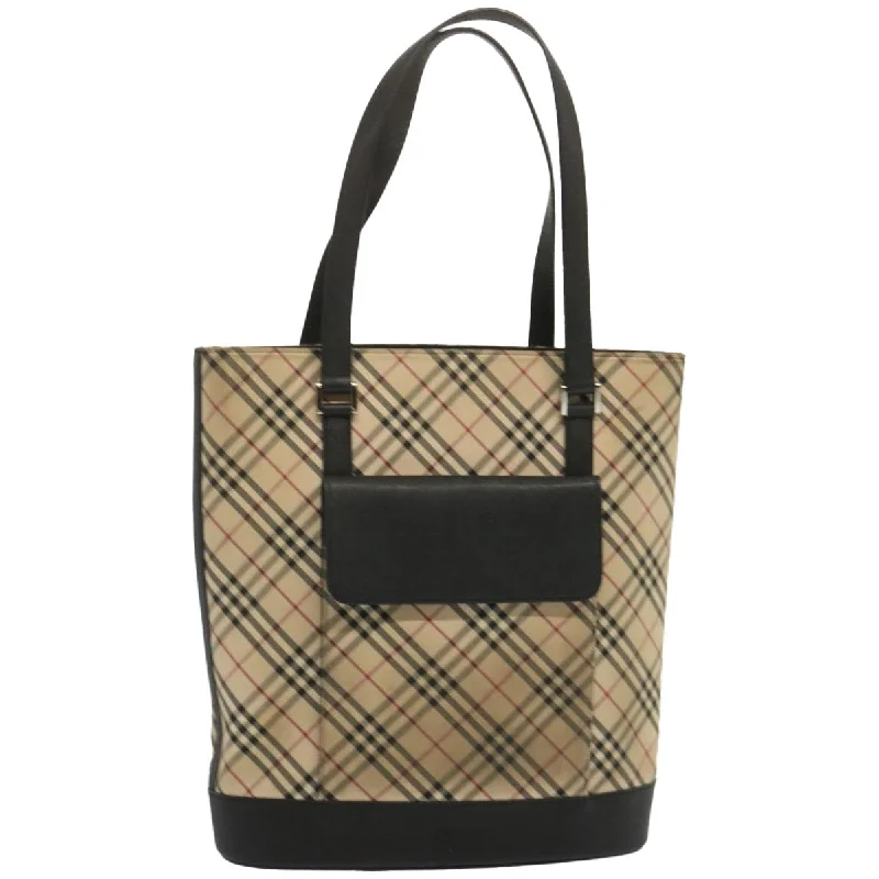 BURBERRY Nova Check Shoulder Bag Canvas Beige Auth 67237