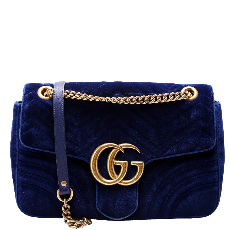 Marmont Velvet Shoulder Medium Blue