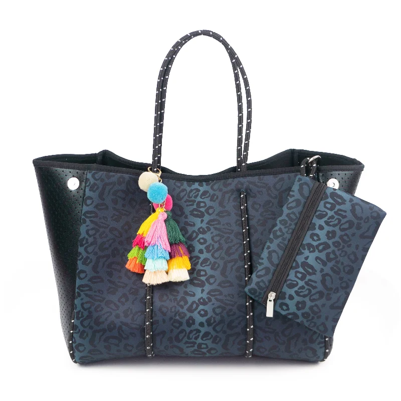 Monica Neoprene Tote - Blue Black | Ounamei