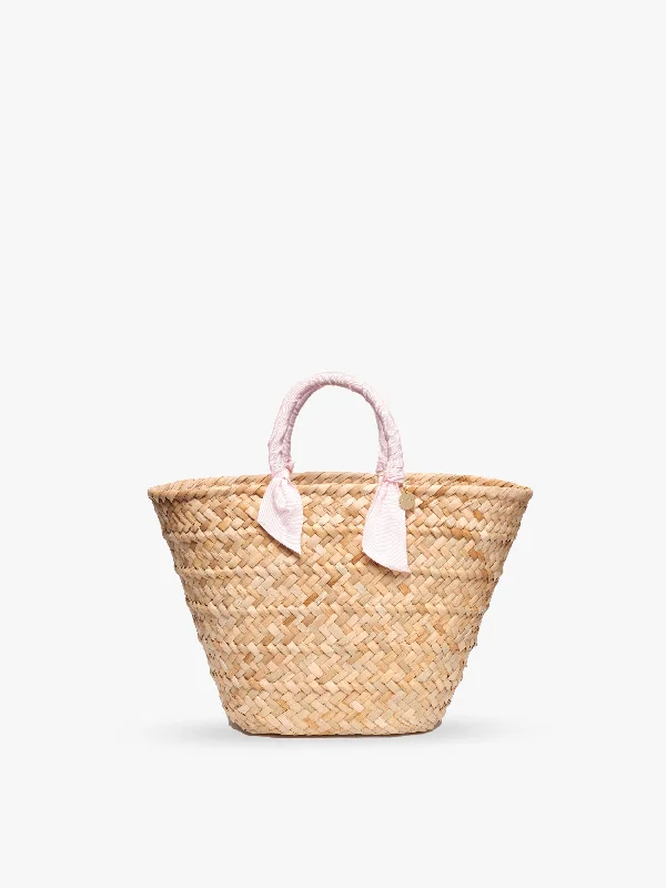 Rosie Woven Straw Ribbon-Handle Tote