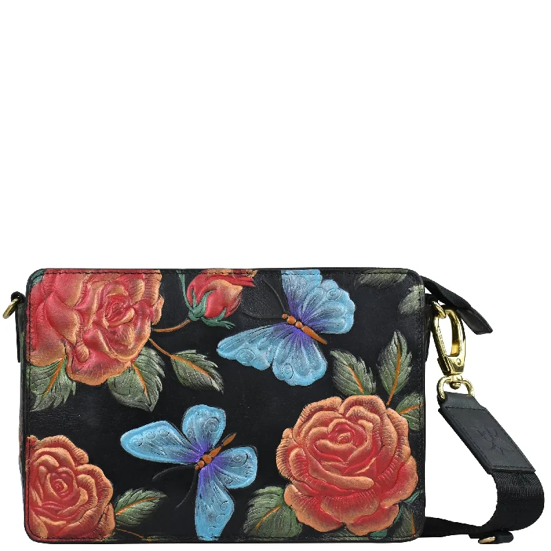 Hand Painted Embossed Triple Compartment Crossbody