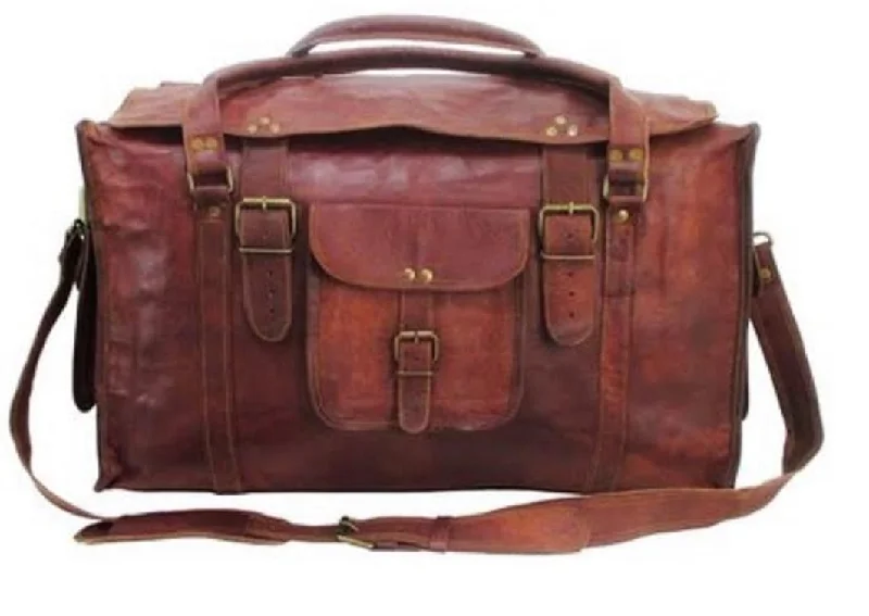 Cuero 21" Women's Retro Style Carry on Luggage Flap Duffel Leather Duffel Bag