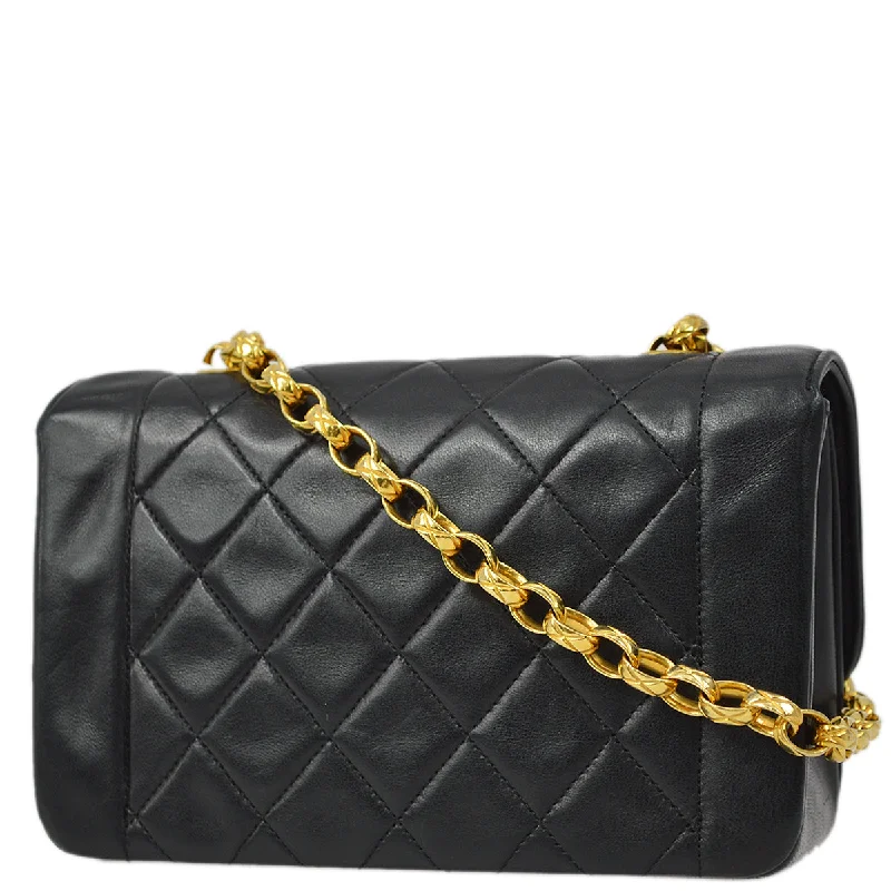 Chanel 1989-1991 Black Lambskin Mini Border Flap Bag