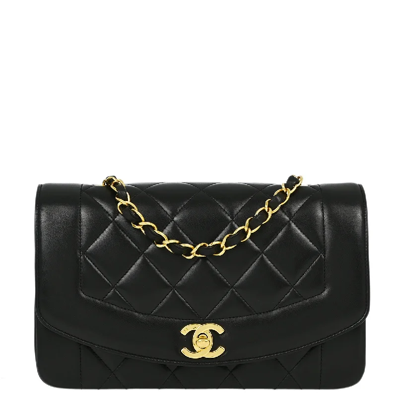 Chanel Black Lambskin Small Diana Shoulder Bag