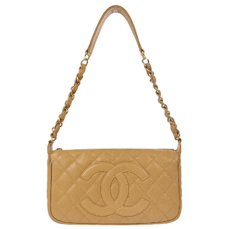 Chanel 2003-2004 Beige Caviar Shoulder Bag