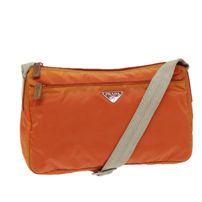 PRADA Shoulder Bag Nylon Orange Auth 74735