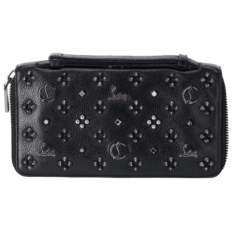 Christian Louboutin Panettone Wallet XL Clutch 1175110 Black Leather Beaded