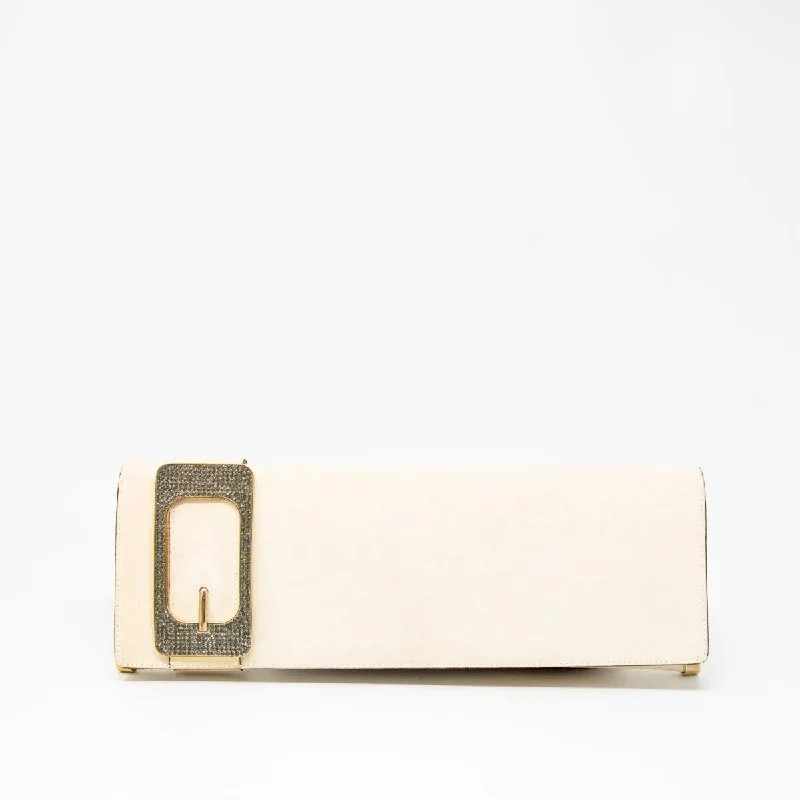 Gucci Ivory Crystal Buckle Clutch