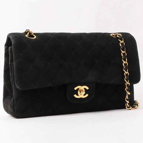 Chanel Around 1997 Made Suede Classic Flap Chain Bag 25Cm Black