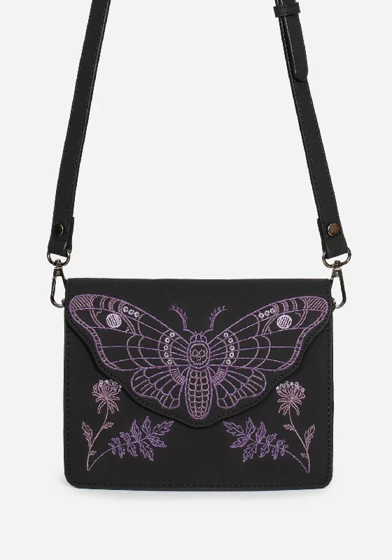 Atropos Moth Embroidered Mini Crossbody Bag