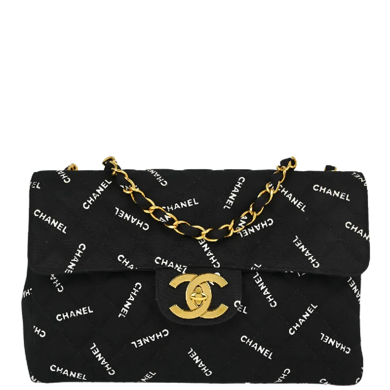 Chanel Black Canvas Maxi Classic Flap Shoulder Bag