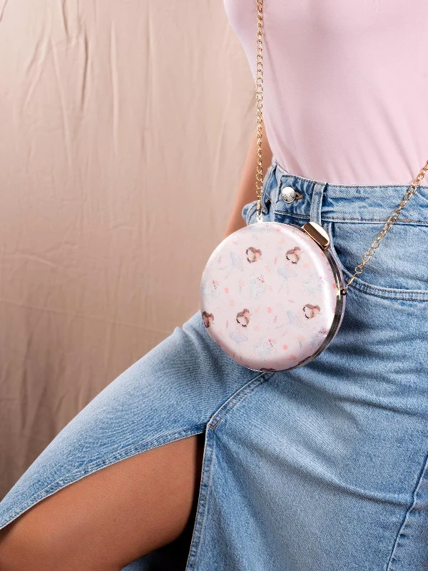 Odette Women Powder Pink Round Clutch