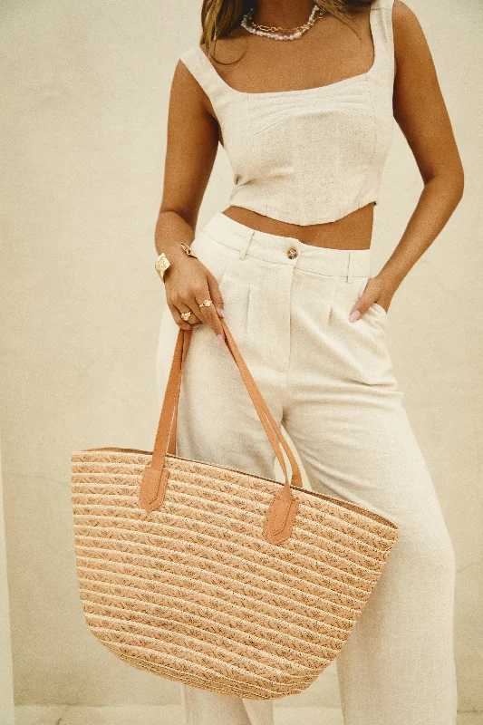 Seaside Villa Large Beach Tote Bag - Natural