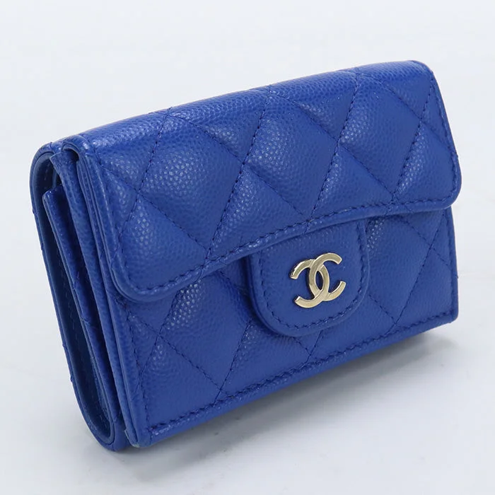 CHANEL AP0230 Tri-fold wallet Matrasse Small flap wallet lambskin,leather blue Women