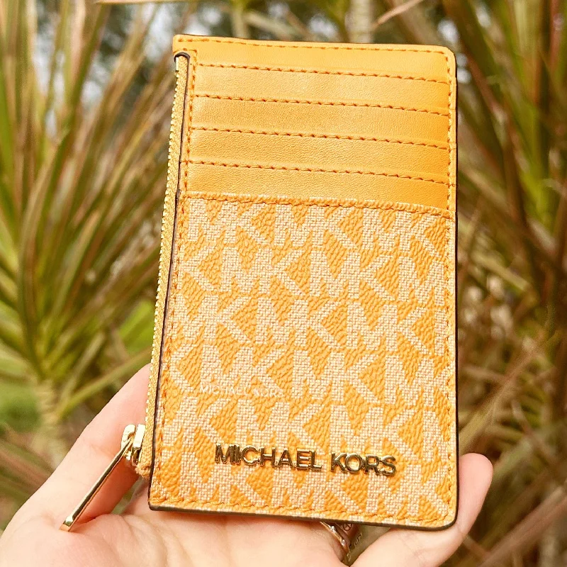 Michael Kors JetSet Travel Medium TopZip CardCase Wallet Honeycomb CoinPouch