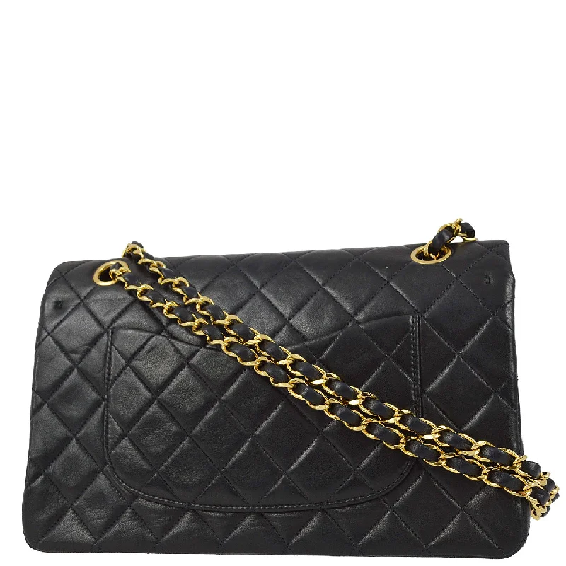 Chanel 1991-1994 Black Lambskin Medium Classic Double Flap Bag