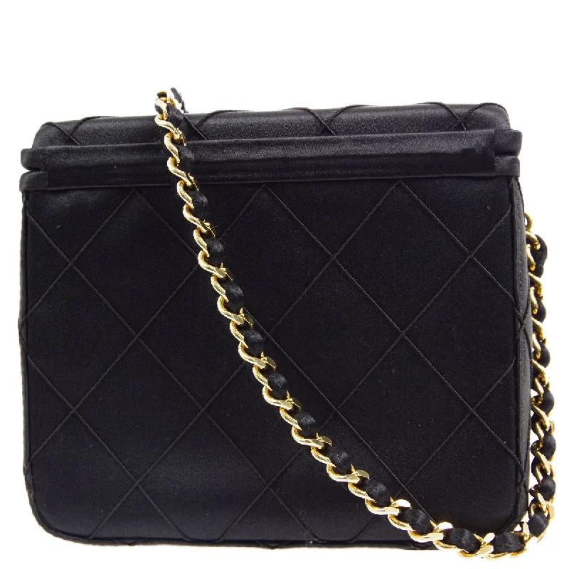 Chanel * 1997-1999 Black Satin Box Vanity Shoulder Bag