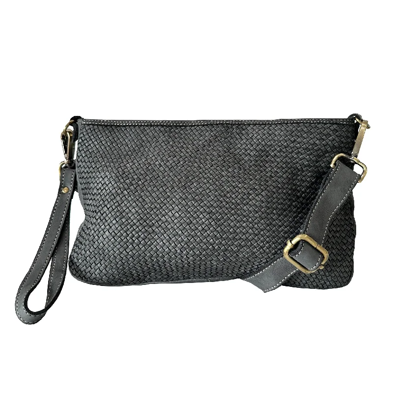 Laura Woven Crossbody in Grey