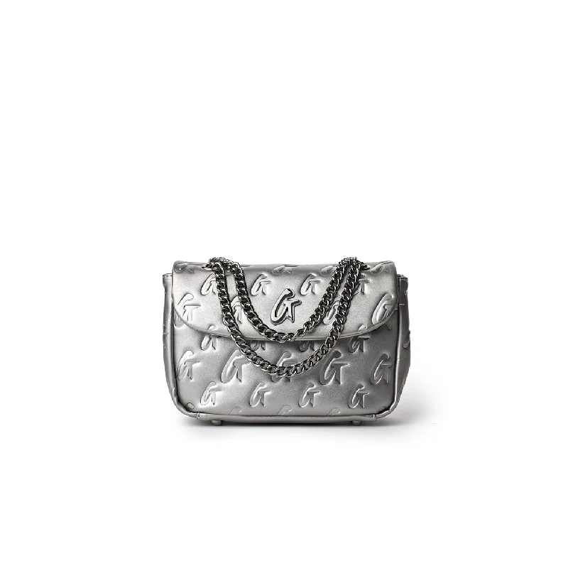 MINI MONOGRAM FLAP BAG - PLATINUM