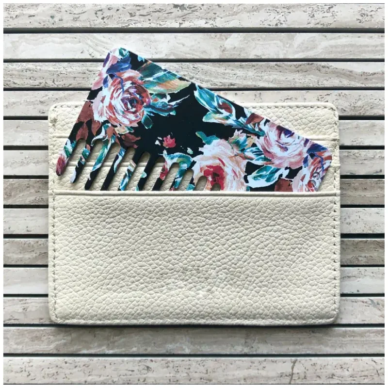 Botanical Blush Go-Comb | Plastic Wallet-Sized Comb