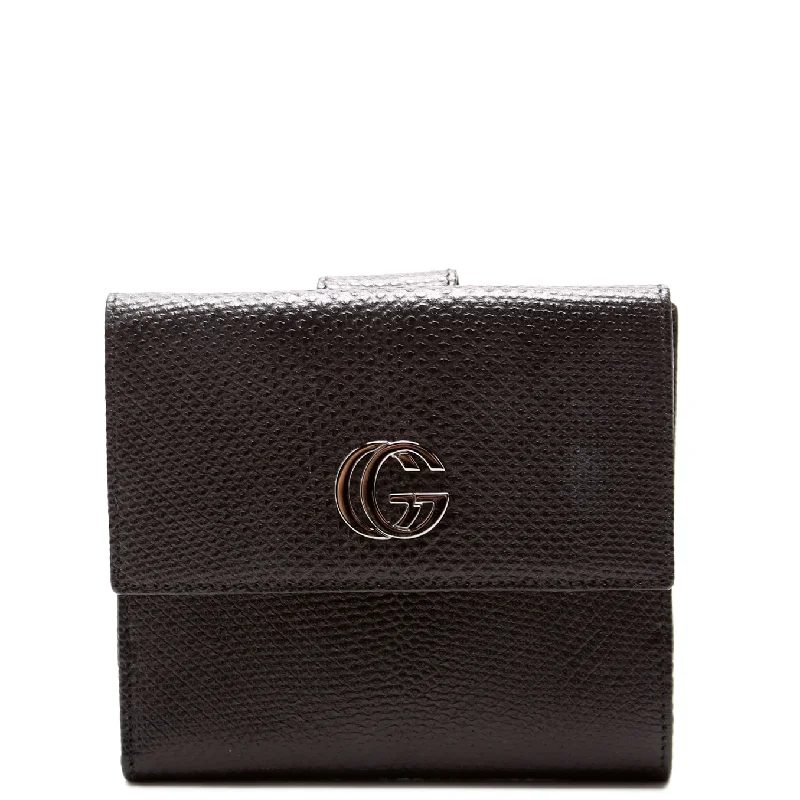 - GG Lizard Embossed Compact Trifold Wallet Black