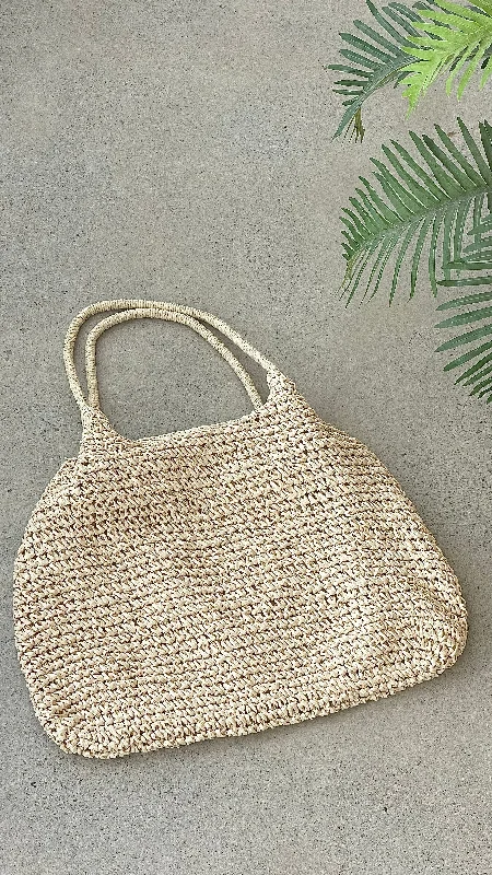 Solana Summer Tote Bag - Beige Straw