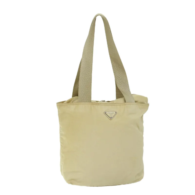 PRADA Shoulder Bag Nylon Cream Auth 69347