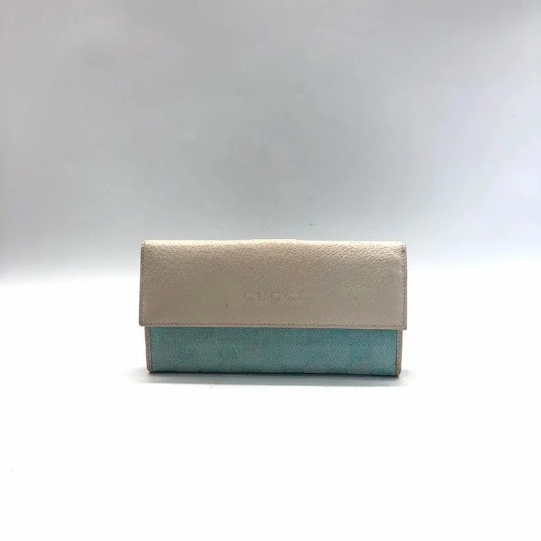 Gucci Bifold Wallet Beige and Light Blue Medium Size