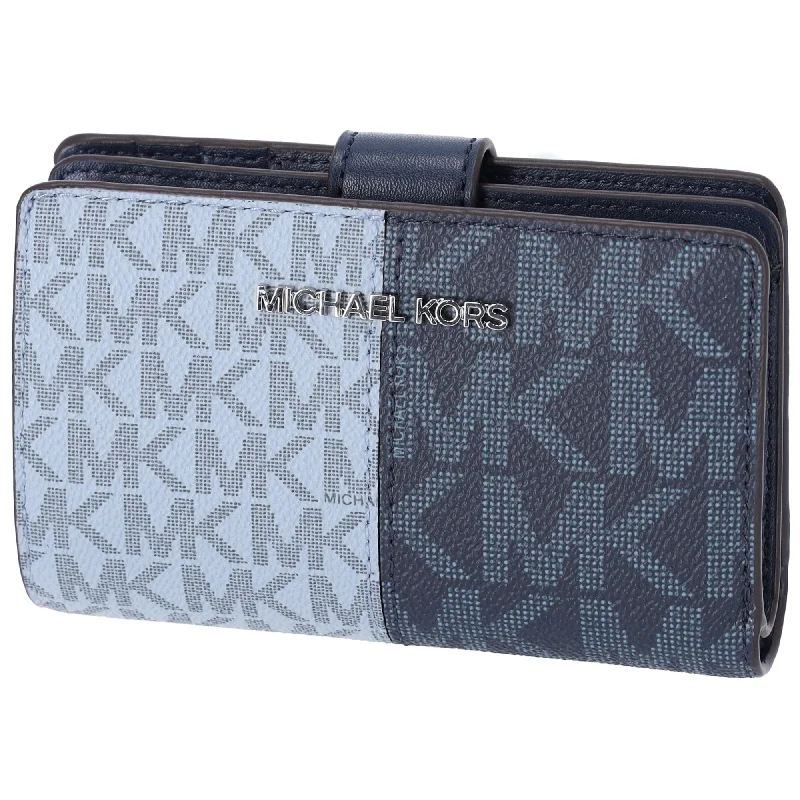 Michael Kors Jet Set Travel Medium Bifold Zip Coin ID Card Wallet Navy Multi