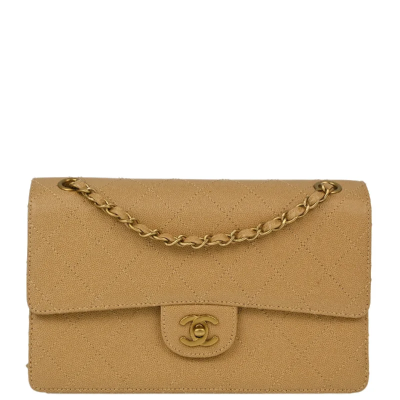 Chanel Beige Caviar Medium Classic Single Flap Shoulder Bag