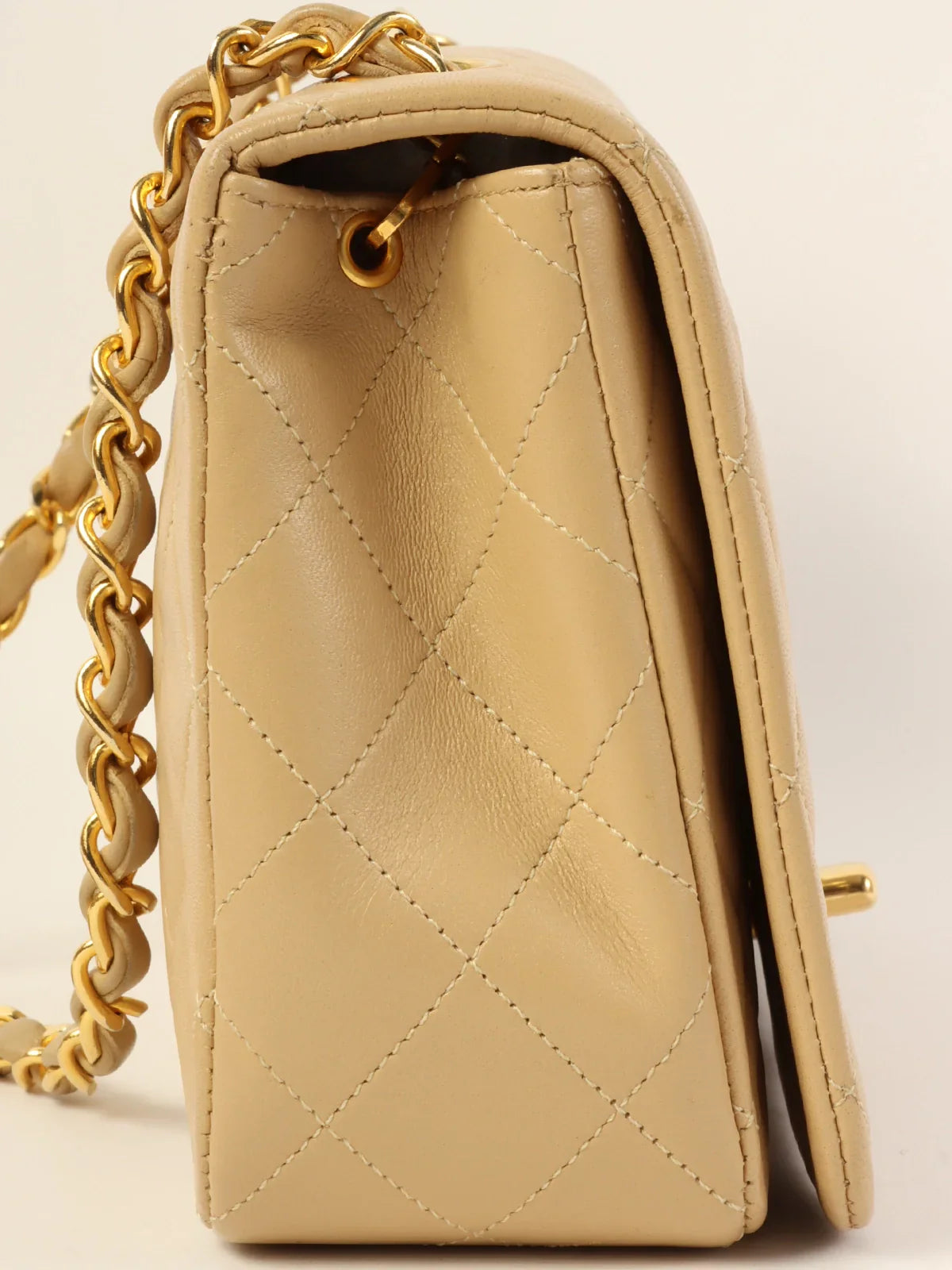 CHANEL Around 1990 Made Full Flap Chain Bag 23Cm Beige