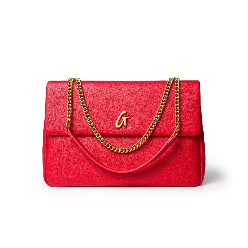 LARGE PEBBLE FLAP BAG - RED