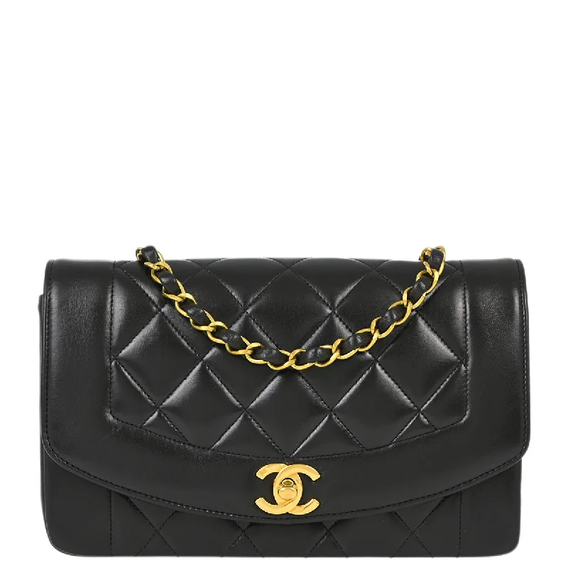 Chanel Black Lambskin Small Diana Shoulder Bag