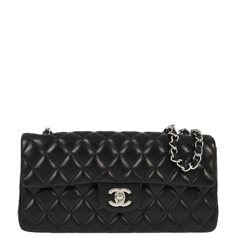 Chanel 2009-2010 Black Lambskin East West Shoulder Bag