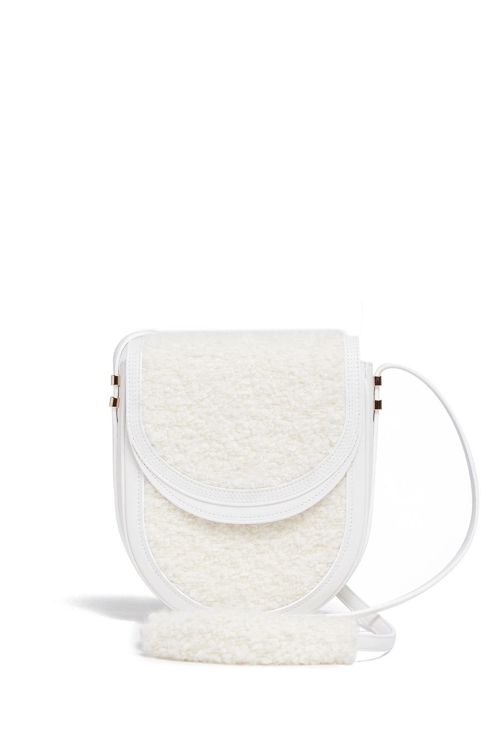 Tina Crossbody Bag in Ivory Nappa Leather with Cashmere Boucle